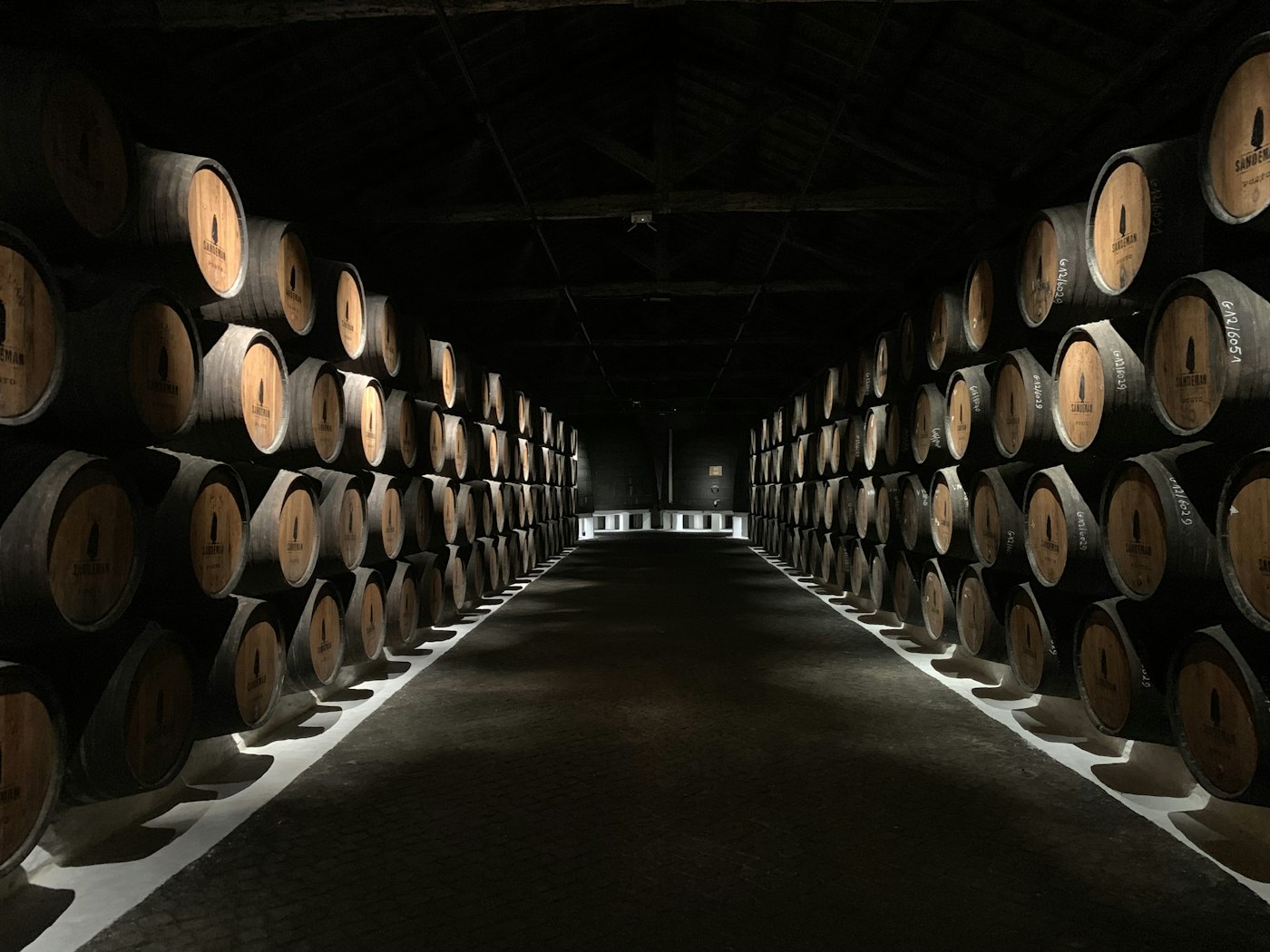 Casks at rest in a bonded warehouse